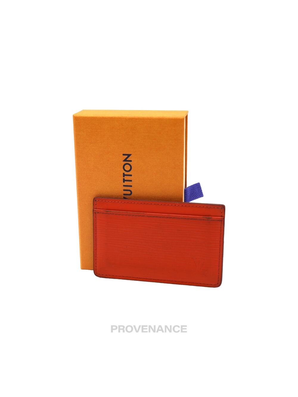 🔴 Louis Vuitton Card Holder Wallet - Orange Epi Leather